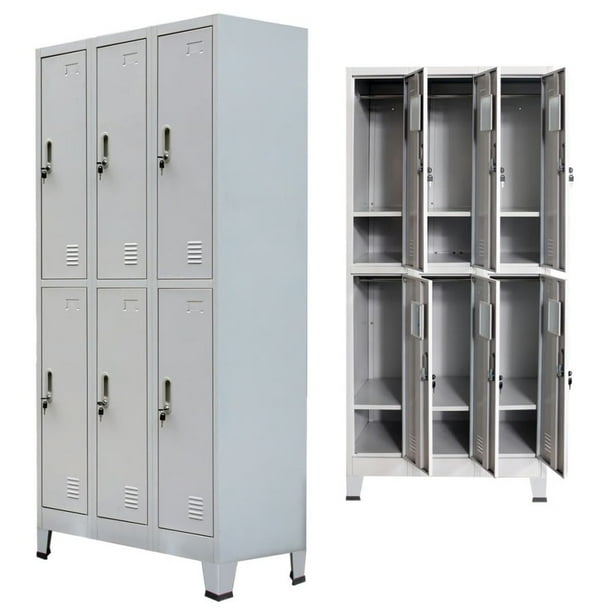 vidaXL Locker with 6 Compartments Steel 35.4"x17.7"x70.9" Gray