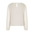 thumbnail image 3 of Timegard Womens Tops Chiffon Puff Long Sleeve Crewneck Ruched Back Button Tee Shirts Casual Loose Tops, 3 of 4