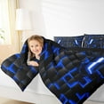 thumbnail image 4 of Manfei Game Console King Size Comforter Sets,Gamer Gaming Bedding Comforter Set,Blue Black Checkered Bedding Set,Breathable Bedroom Decorative Reversible,3-Piece, 4 of 8