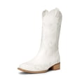 thumbnail image 1 of Bota DREAM PAIRS Vaquera con Punta Cuadrada Bordada Blanca Talla 9.5, 1 of 6