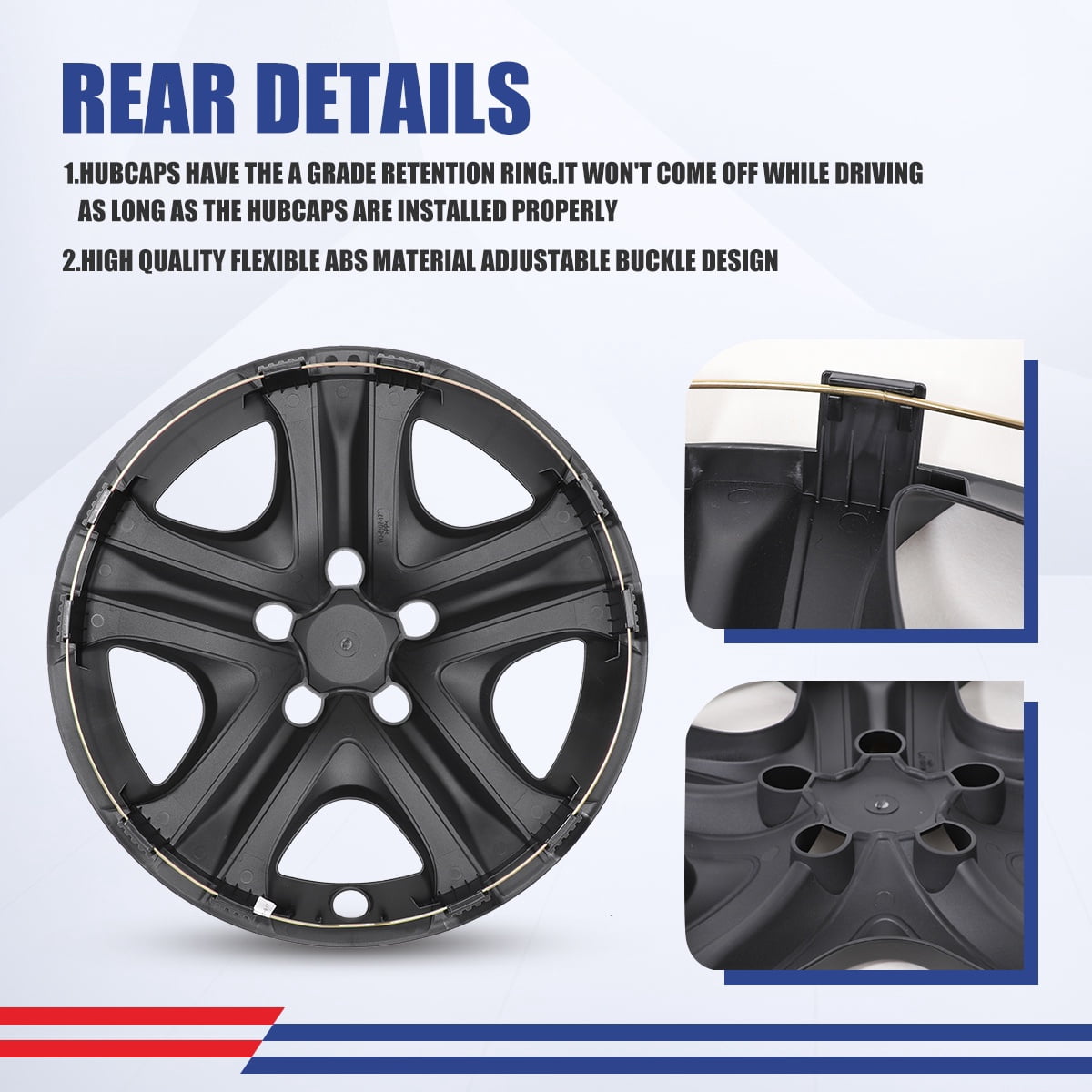 17" Set of 4 Hubcaps Wheel Rims Cover Fit 2013-2018 Toyota Rav4 Compatible With Steel Wheels Snap on Installation(Black Matte)