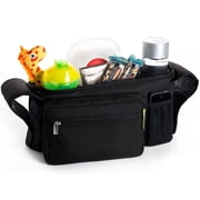 Amerteer Baby Stroller Organizer Bag - Stroller Storage Bag-Proof Insulated Cup Holders and Large Detachable Zippered Clutch Bag for Universal Stroller Like Baby Jogger,Bugaboo