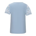 thumbnail image 4 of Vmvidoty Women's Asymmetrical Neck Tops Cut Out T Shirt with Print Floral Lace Graphic Short Sleeve Blue XL, 4 of 5