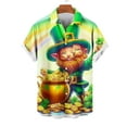 thumbnail image 2 of JURANMO Happy St Patricks Day Men Funny Print Shirt Casual Button Down Hawaiian Shirt Beach Holiday Short Sleeve Shirts White S Weekly Prime, 2 of 5