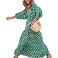 thumbnail image 2 of Vestido bohemio con estampado de flores, vestido vintage a cuadros con mangas abullonadas y cuello en V, vestido largo de playa con vuelo, vestido informal de verano para el sol, 2 of 5