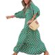 thumbnail image 2 of Vestido bohemio con estampado de flores, vestido vintage a cuadros con mangas abullonadas y cuello en V, vestido largo de playa con vuelo, vestido informal de verano para el sol, 2 of 5