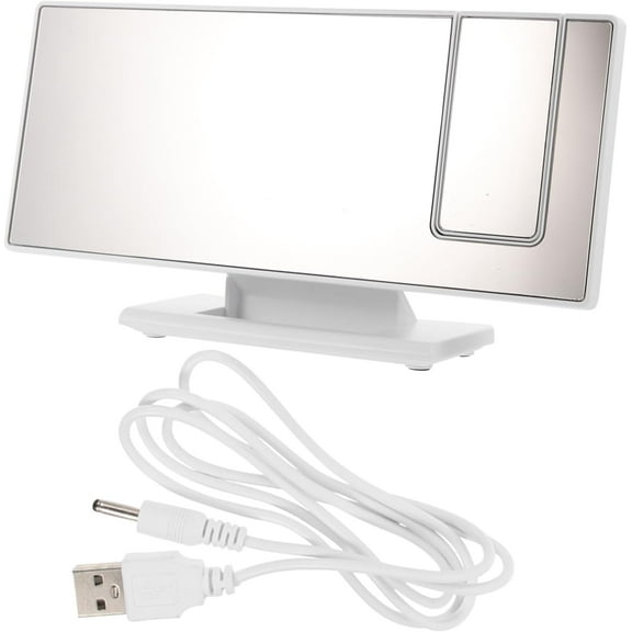 Smart Digital Projection Alarm Clock - Luminous Desk Clock with Temperature Display, Rotatable Projection for Bedroom and Office (White)Z