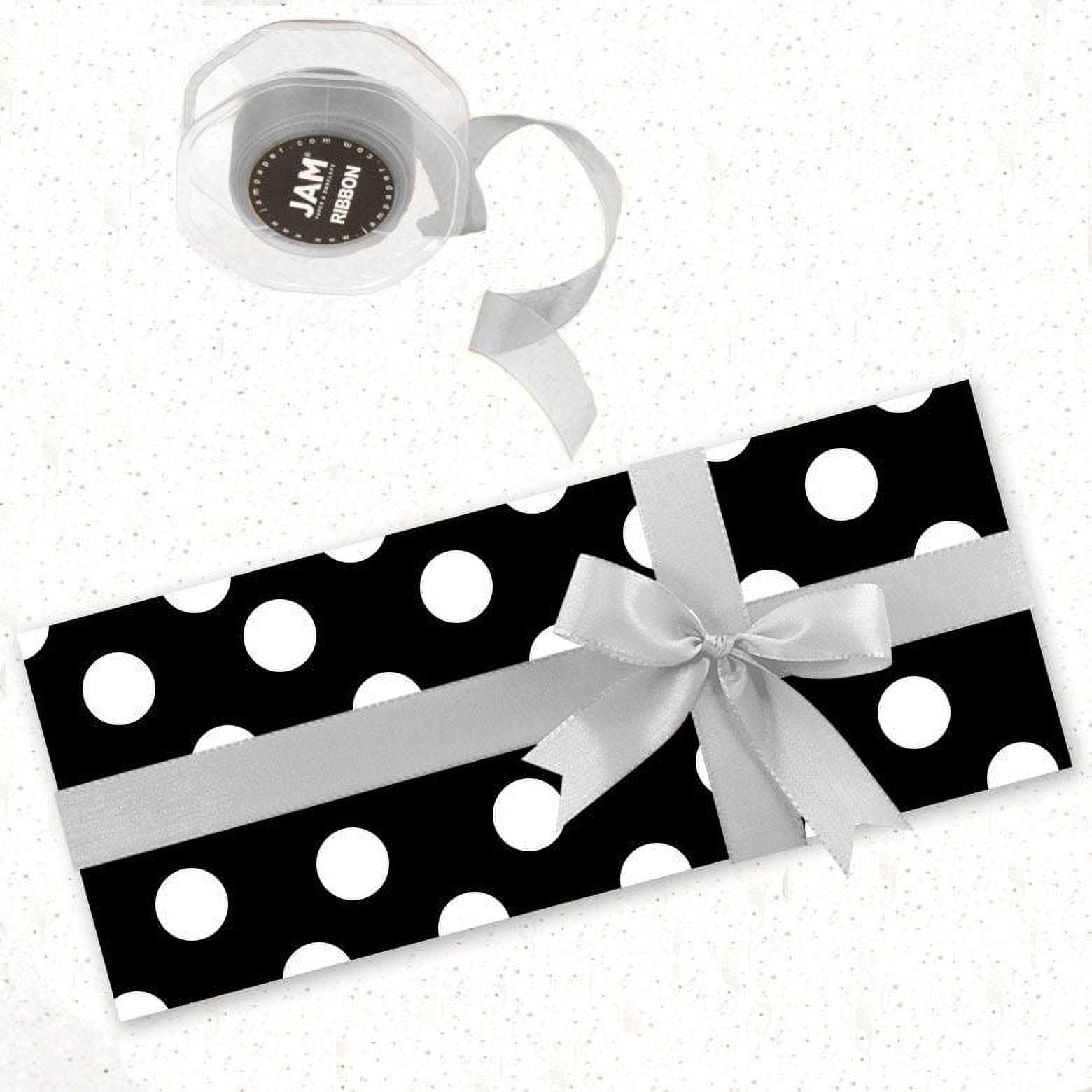 JAM Paper Polka Dot Gift Wrapping Paper, 50 Sq. ft Total Black & White Dots, 2 per Pack