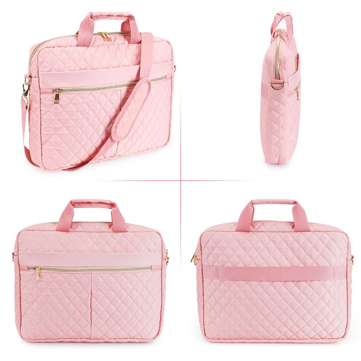 Spencer 15.6 Inch Laptop Bag Briefcase, Computer Messenger Bag, Business Work Travel Laptop Shoulder Bag, Carrying Handbag Laptop Sleeve Case Water-Resistant Satchel for Women Men, Pink