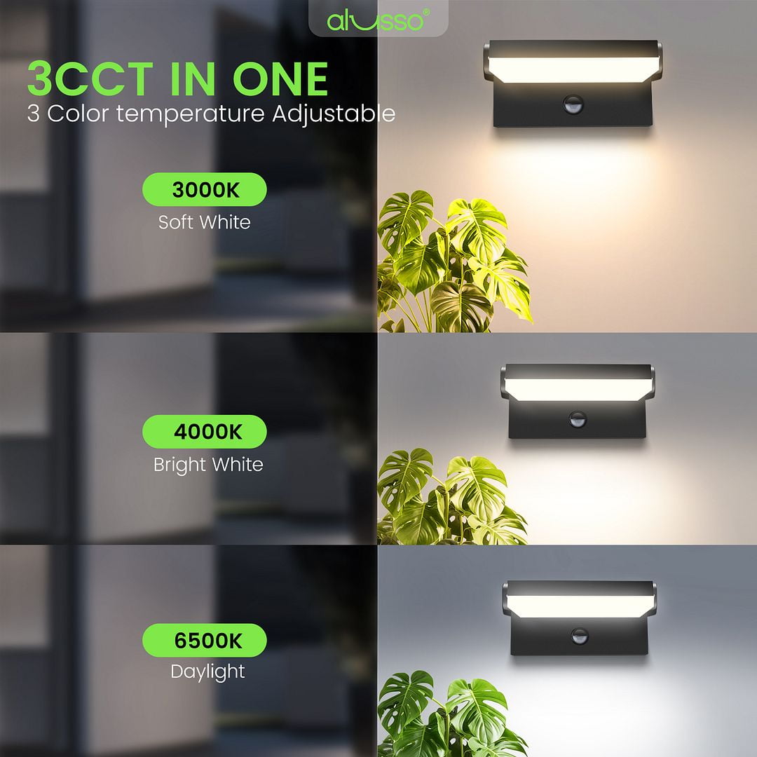 ALUSSO 3WT LED Rotatable Wall Light mit Sensor 3CCT 150°Swivelling Outdoor Lamp