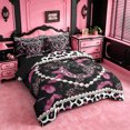 thumbnail image 2 of meiyoeat Chic Pearl Loves 7 Pieces Bedding Comforter Set For Girls,Black Bow Alphabet Print C Full Bedding Set For Kids,black Reversible, 2 of 7