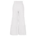 thumbnail image 4 of Lilgiuy Women Solid Cotton Linen Ankle-Length Pants Casual Elastic Trousers Long Pants Trousers White 10(XL) Fall Fashion for 2022 Spring Winter, 4 of 5
