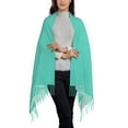 thumbnail image 2 of Rateoe Teal Turquoise Women's Traditional Scarf Wrap Tassel Shawl Fringes Neck Head Shawl Retro Scarf, 2 of 8