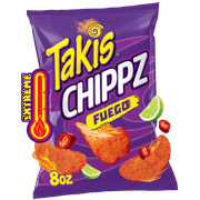 Takis Fuego Chippz 8 oz Sharing Size Bag, Hot Chili Pepper & Lime Thin-Cut Potato Chips