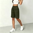 thumbnail image 2 of Bermuda Shorts for Women Hiking Casual Elastic Waist Wide Leg Suit Tailored Shorts Summer Dressy Work Shorts with Pockets Army Green 2XL, 2 of 5