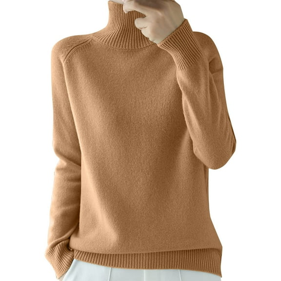 Gyexs Sweaters for Women Neck Long Sleeve Fuzzy Knit Tops Fall Loose Knit Pullover Sweater Tops Fall Winter Outfits, Brown, Size L