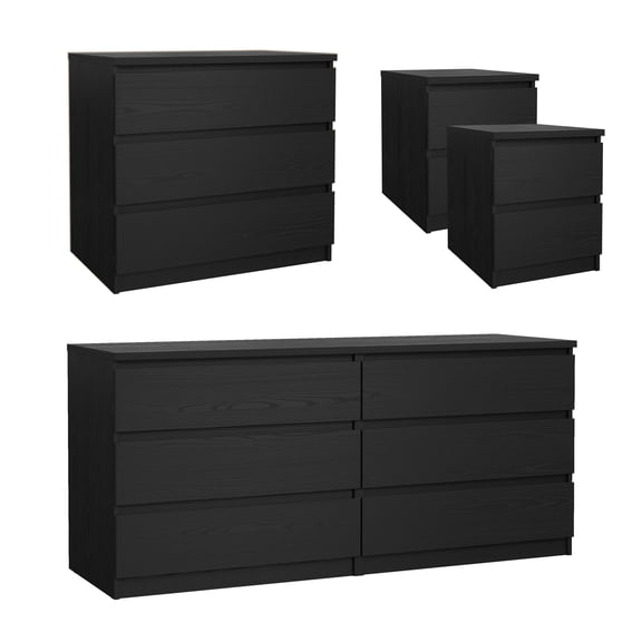 Tvilum Scottsdale 4-Piece Bedroom Set for Adults, Black Woodgrain