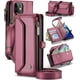 thumbnail image 1 of Funda de cuero para iPhone 12 Mini, funda tipo cartera cruzada con soporte RFID, ranuras para tarjetas de carga inalámbrica anticaídas, bolso de hombro de cuero sintético con correa ajustable, 1 of 9