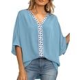 thumbnail image 1 of SAYOO Dolman manga cuello en V mujer #39;st - camisa gasa suelta Split verano Street Top SAYOO moda, 1 of 6