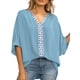 thumbnail image 1 of Txlixc Dolman manga cuello en V mujer #39;st - camisa gasa suelta Split verano Street Top Txlixc  moda, 1 of 6