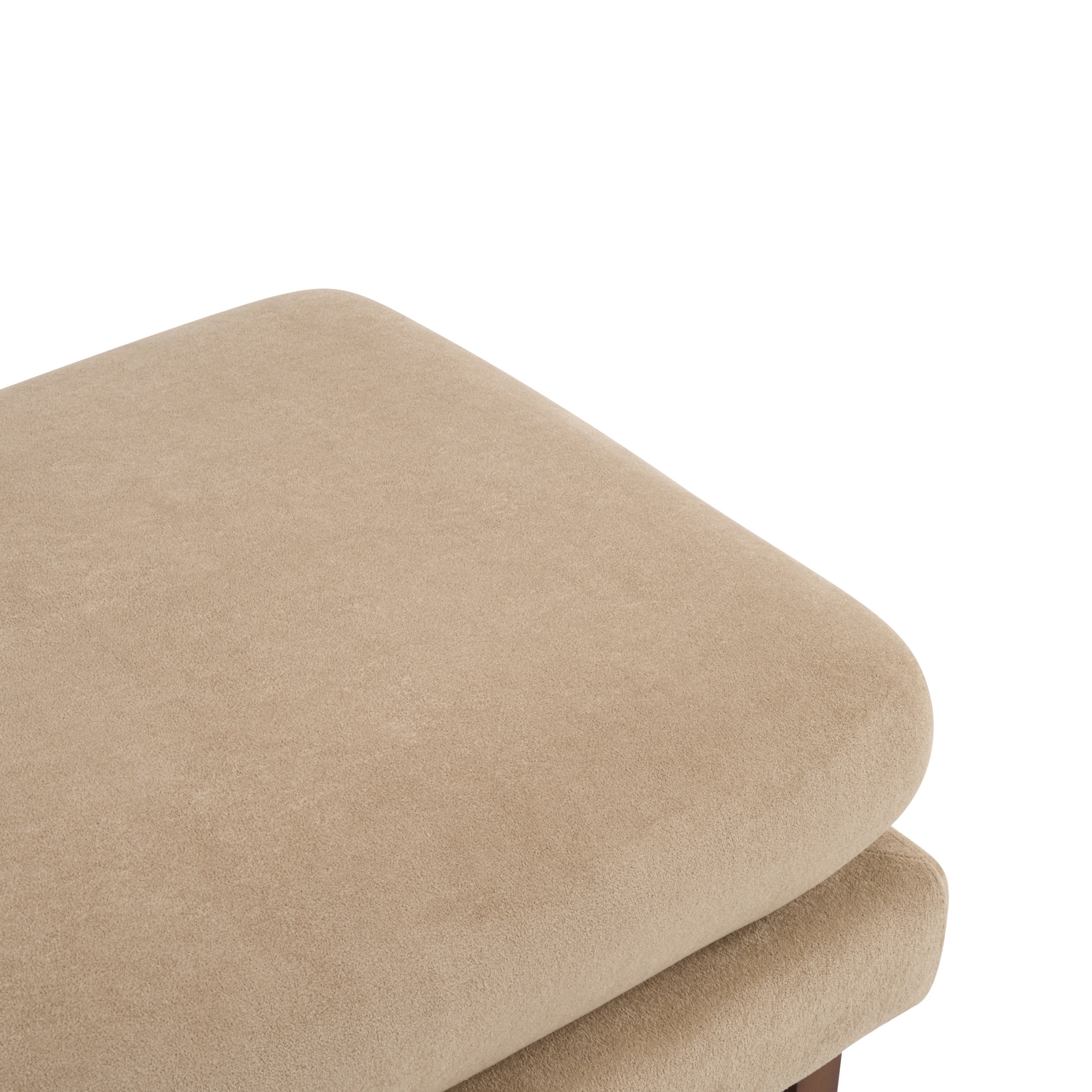 Christopher Knight Home 34" Upholstered Accent Ottoman with Wood Base for Living Room, Light Brown+Walnut