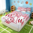 thumbnail image 3 of Manfei Girls Baseball Zipper Twin Comforter Sets with Fitted Sheet and 2 Pillowcases, Cute Monogrammed A Zipper Bedding Set, Pink Light Blue A, 3 of 7