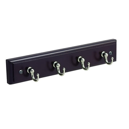 - 8-5/8 in (219 mm) 4 Hook Mahogany/Silver Key & Gadget Hook Rack
