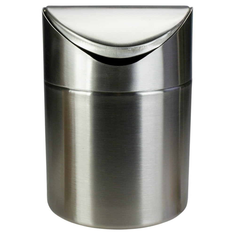 6.5" Mini Metal Counter Top Trash Can with Flip Lid