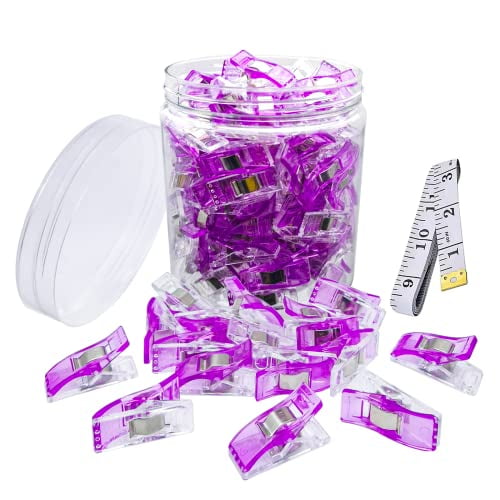120 PCS Purple Fabric Clips - Mini Sewing Fasteners,Multi-Color Crafting Tools for Binding