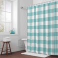 thumbnail image 5 of Teal Green White Check Plaid Fabric Shower Curtain Farmhouse Style Washable Shower Curtains for Bathroom, Waterproof Bath Curtain with Hooks Home Decor 36x72in, 5 of 8