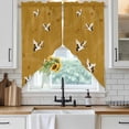thumbnail image 6 of Japanese Style Swag Curtains for Kitchen/Bedroom/Living Room, Vintage Art Cranes Ocean Wave Yellow Scalloped Curtains 63 Inch Long, Window Swag Topper Curtains Valances 2 Panels Set 36"x63", 6 of 8