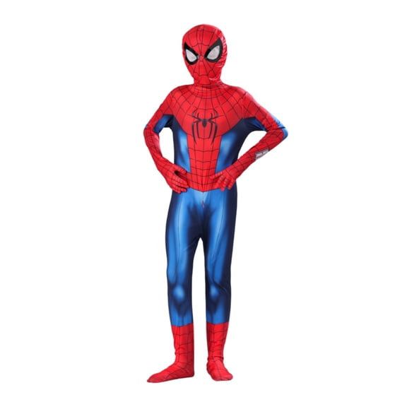 Spider Hero Full Body Jumpsuit Costume, Boys 3D Print Stretch Bodysuit with Head Mask, Halloween Cosplay Outfit for Stage Performance Theme Party