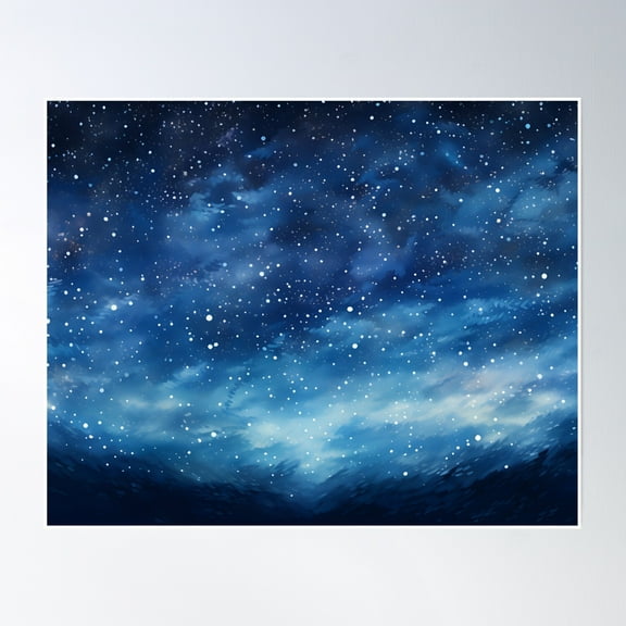 Night Sky - Pointillism Poster Wall Art, Modern Wall Decor, 8x12 UNFRAMED
