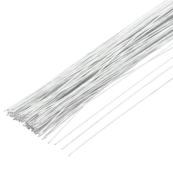 100pcs White Floral Wire Stems Bendable 0.45mm 26 Gauge Florist Wire for Artificial Flower