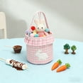 thumbnail image 2 of Yhmxh Easter Basket with Bunny Applique, 9 Inches, Personalized Bunny Design, Easter Basket with Gingham Pattern, Foldable Handle, Easter Egg Hunting Bucket Pattern, Foldable Handle, 2 of 7