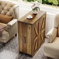 thumbnail image 4 of Tribesigns Rolling Side Table, 3-Tier Extendable End Table with Lockable Wheels & Storage Space, Wooden Narrow Nightstand for Bedroom, Living Room, Rustic Brown (23.6" to 46.4" Adjustable Length), 4 of 10