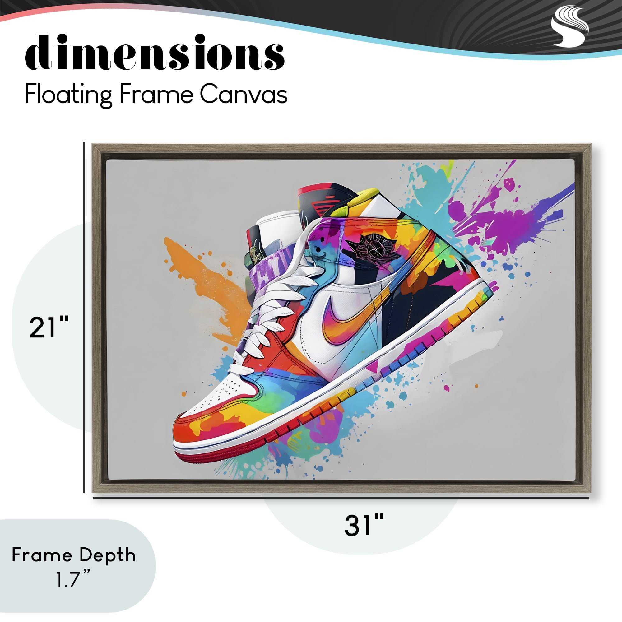 Stupell Industries Hightop Sneaker with Splatter Brown Framed Floater Canvas Wall Art, design by Creative Studio