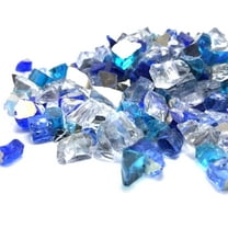 (10 Pounds) Clear, Teal & Blue Premium Reflective Blended Fire Glass, Tempered For Fire Pit & Fireplace 1/2" Inch (Stellar Blend)