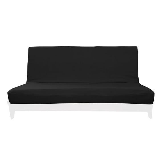 Linen-Like Texture Polyester Futon Cover by Prestige Furnishings - Sachi Collection - Solid Black - Full Size (54" x 75")