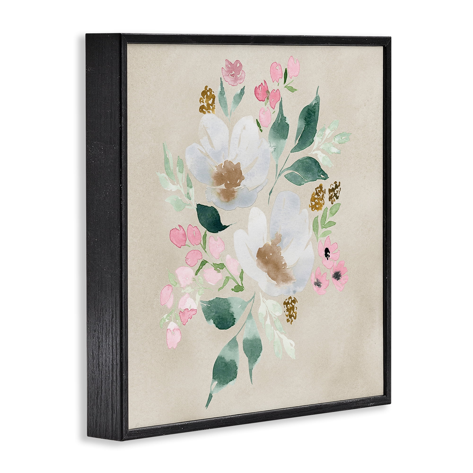 Stupell Industries Neutral Floral Beauty Botanical & Floral Painting Black Framed Art Print Wall Art, 24 x 24