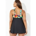 thumbnail image 3 of Swimsuits for All Women's Plus Size Tie Front V-Neck Swimdress, 3 of 6