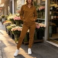 thumbnail image 2 of Women 2 Piece Fleece Tracksuit Zip Up Long Sleeve Hoodies Elastic Waist Joggers Fall Athletic Running Casual Outfits S-3XL, 2 of 7