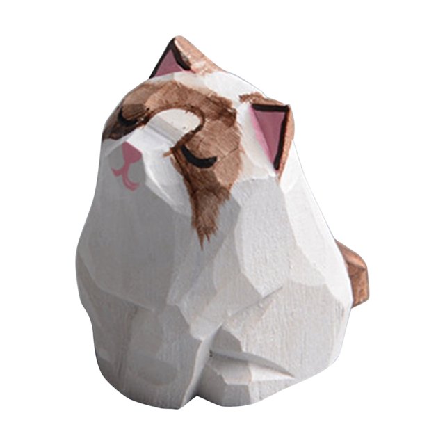 Preciosa figura de gato de madera tallada, 3,5 cm, hecha a mano, obra de arte única para decoración, figuras coleccionables.
