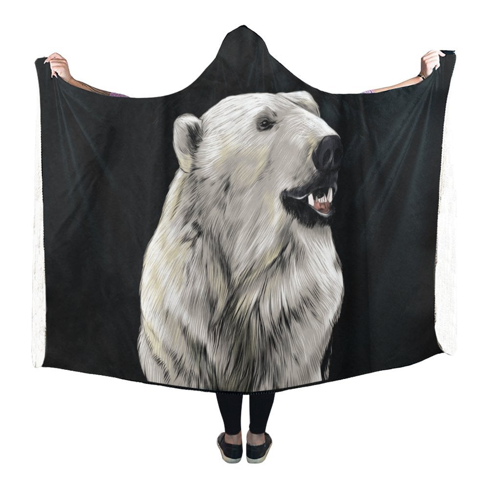 HATIART Polar Bear Head Hooded Blanket Pilling Polar Fleece Hooded Throw  Wrap 56x80 inch | Walmart Canada