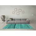 thumbnail image 3 of Ahgly Company Machine Washable Indoor Rectangle Oriental Turquoise Blue Industrial Area Rugs, 8' x 12', 3 of 4