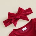 thumbnail image 6 of Cjfdfy Newborn Baby Girl Christmas Dress Outfit Star Print Velvet Long Sleeves Tulle Dress With Bow Headband Infant Cute My First Christmas Fall Winter Holiday Dresse Set 0-18M, 6 of 9