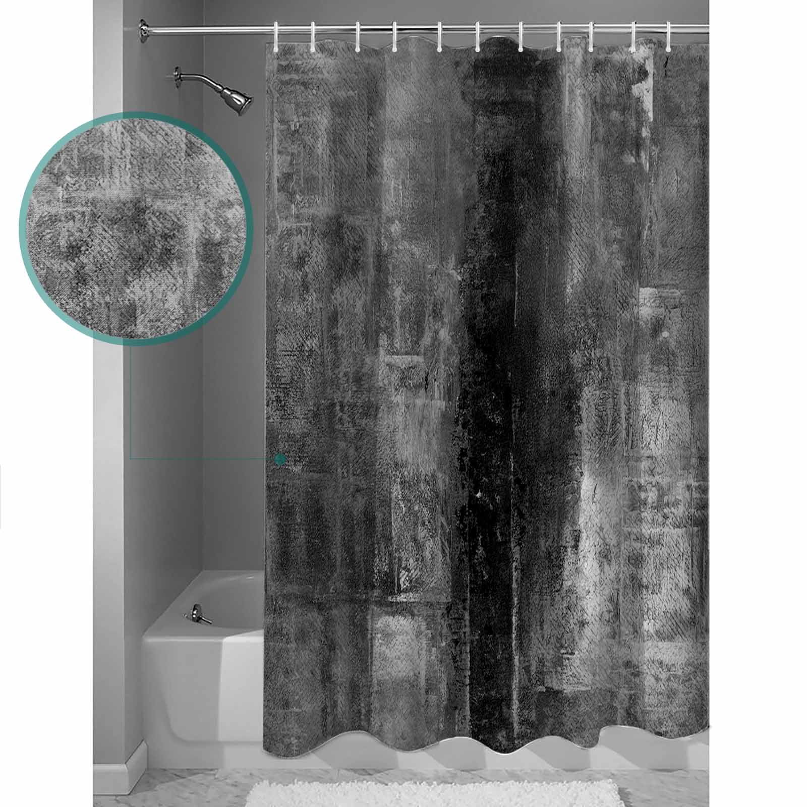 Grey Oil Painting Bathroom Curtain 72 Inch Shower Curtain with Hooks, Modern Abstract Graffiti Street Art Waterproof Polyester Bath Curtain Washable Bathtub Curtain 60''x 72''