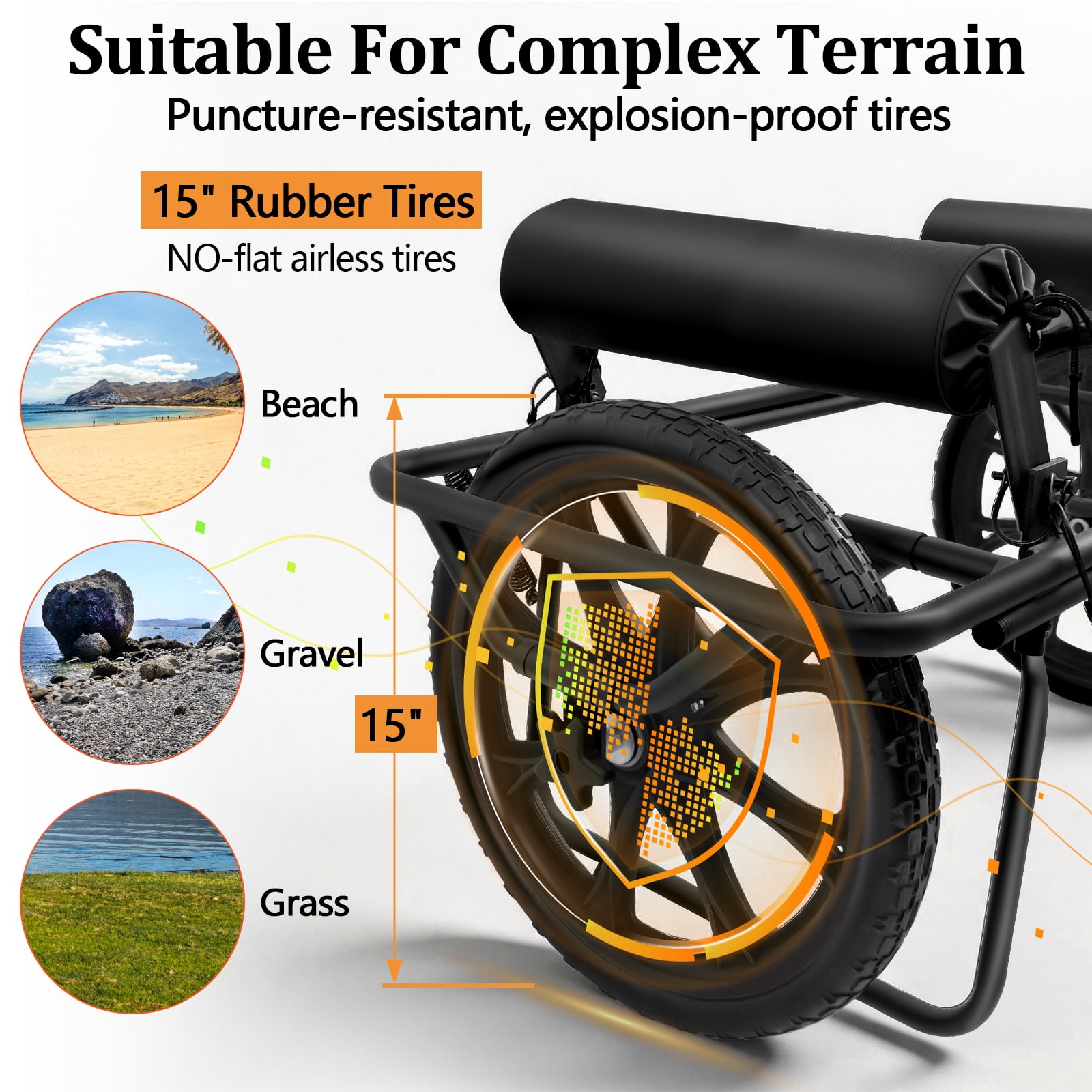 RJFKSN Kayak Cart, All-Terrain Trolley Cart, 330lbs Heavy Duty Transport Kayak Trolley, kayak cart dolly With Kickstand, for Kayaks, Canoes, Paddleboards