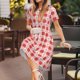 thumbnail image 3 of Easygdp Checkered Christmas With Snowflakes para Vestido Transpirable de Mujer, Vestido Suelto de Manga Corta con Pliegues y Bolsillos para el Verano, 3 of 6