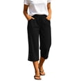 thumbnail image 3 of High Waisted Pants for Women Capris Pants Beach Pants Elastic Waist with Pocket Pants Casual Loose Solid Yoga Trousers Pants, 3 of 7